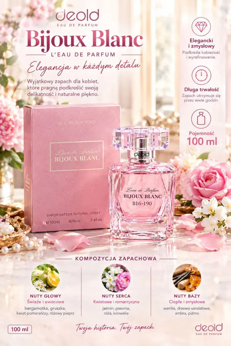Deold Bijoux Blanc Perfumy 100 ml Elegancki Zapach Damski