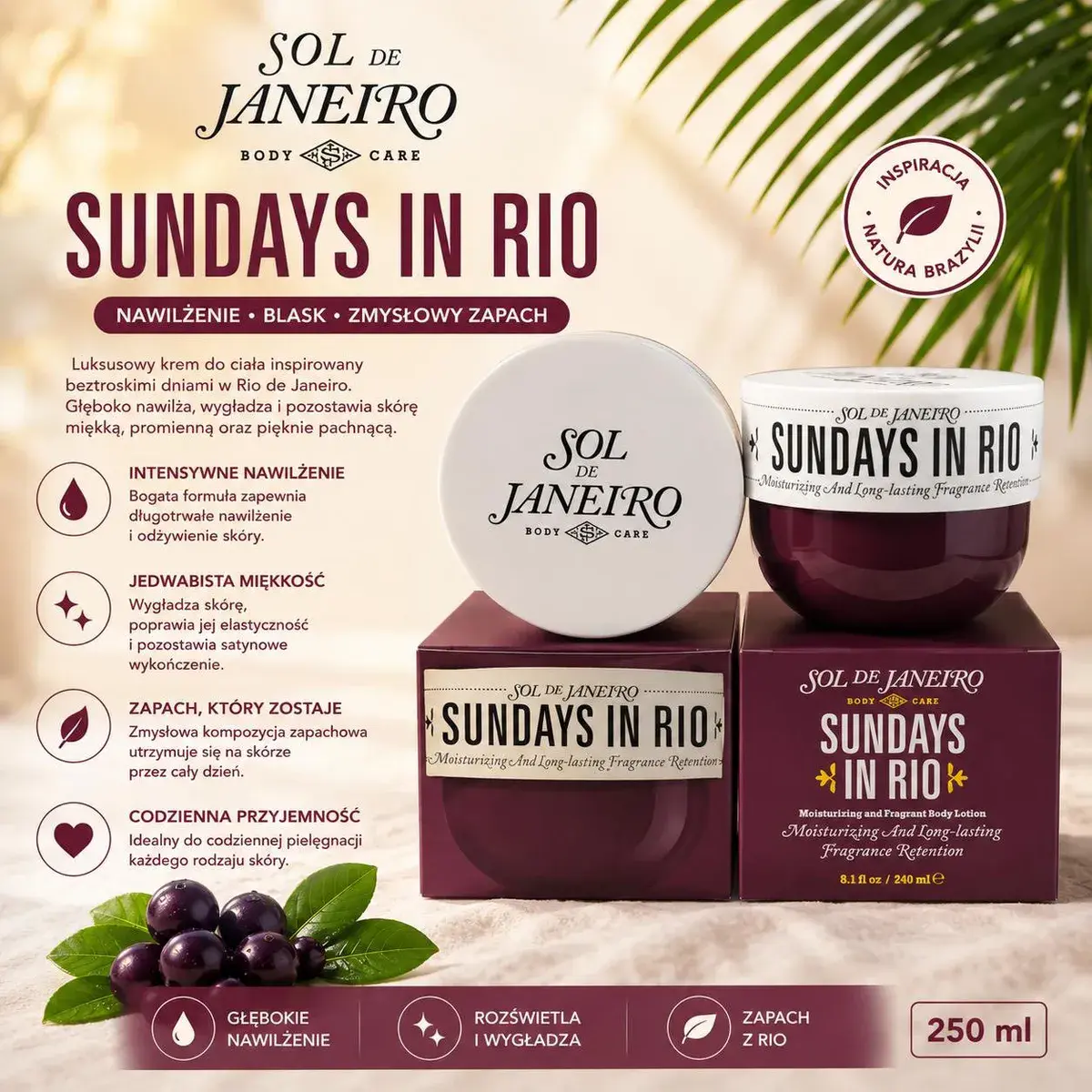 SOL DE JANEIRO Sundays in Rio krem do ciała 250 ml nawilżający