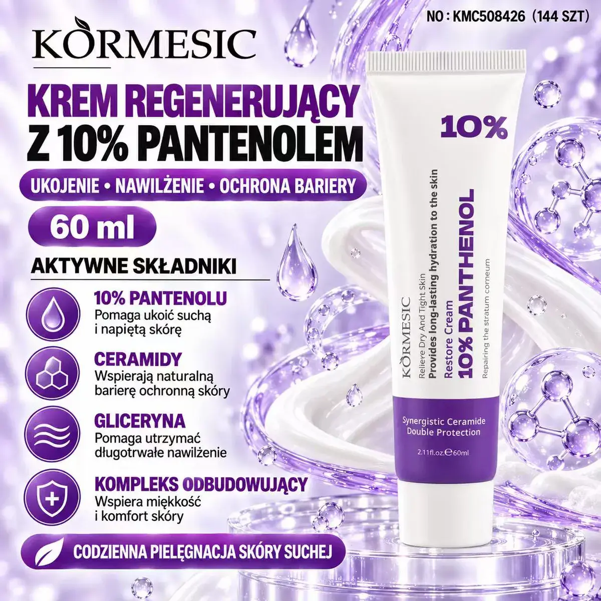 Körmesic krem regenerujący z 10% pantenolem 60 ml fioletowy