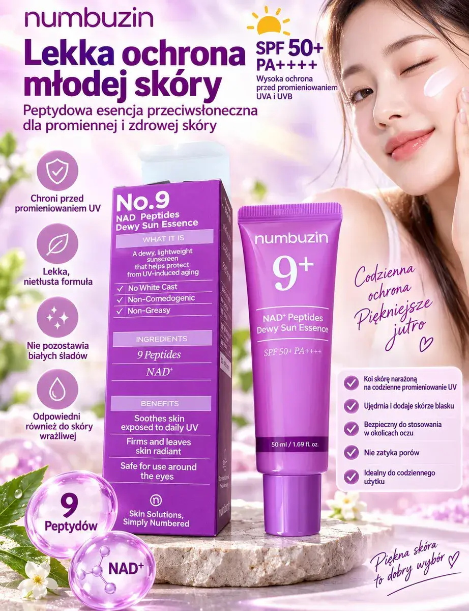 numbuzin No.9 Peptides Dewy Sun Essence SPF50+ PA++++ 50 ml