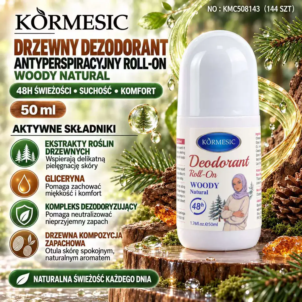 Körmesic Drzewny Dezodorant Antyperspiracyjny Roll-On 50 ml