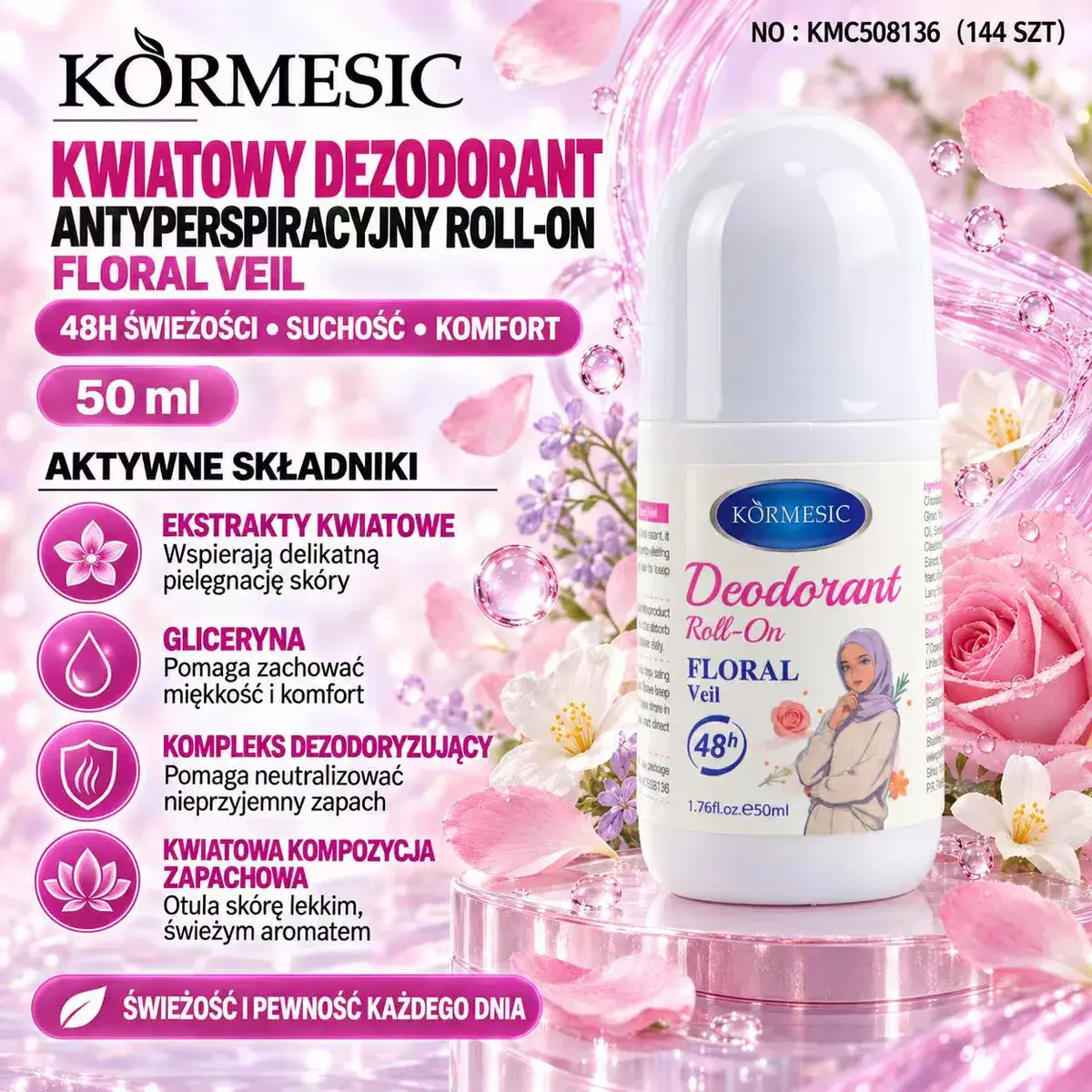 Kormesic Kwiatowy Dezodorant Antyperspiracyjny Roll-On 50 ml