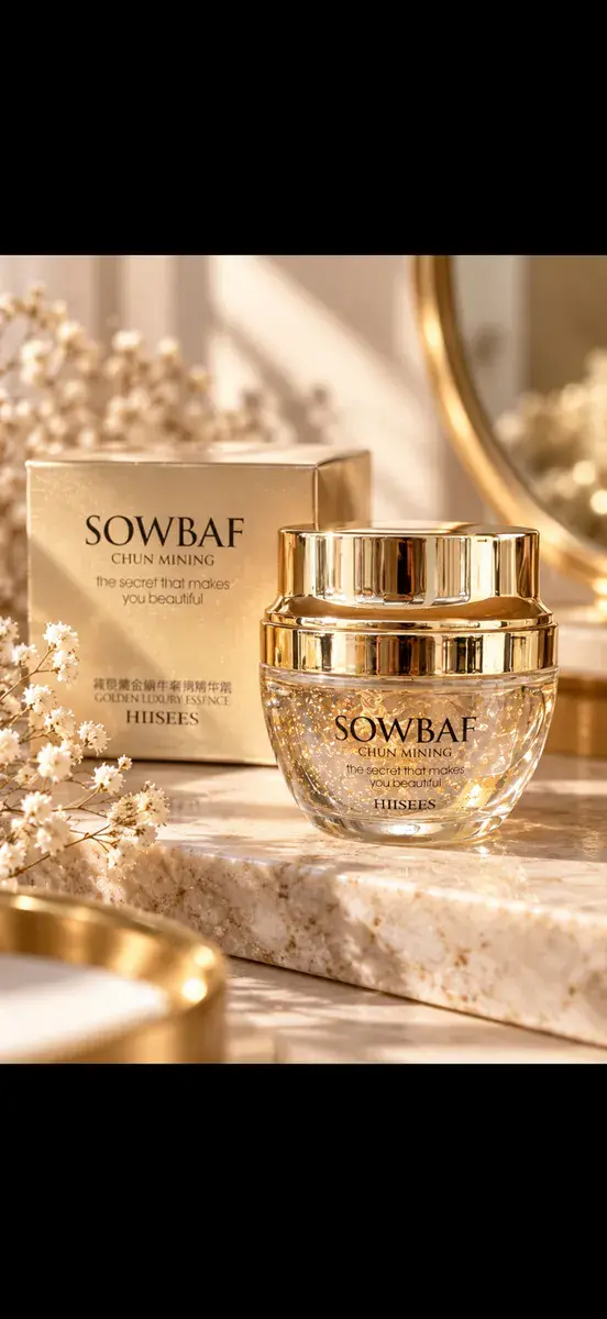 SOWBAF Golden Luxury Essence luksusowa esencja do twarzy ze złotymi drobinkami