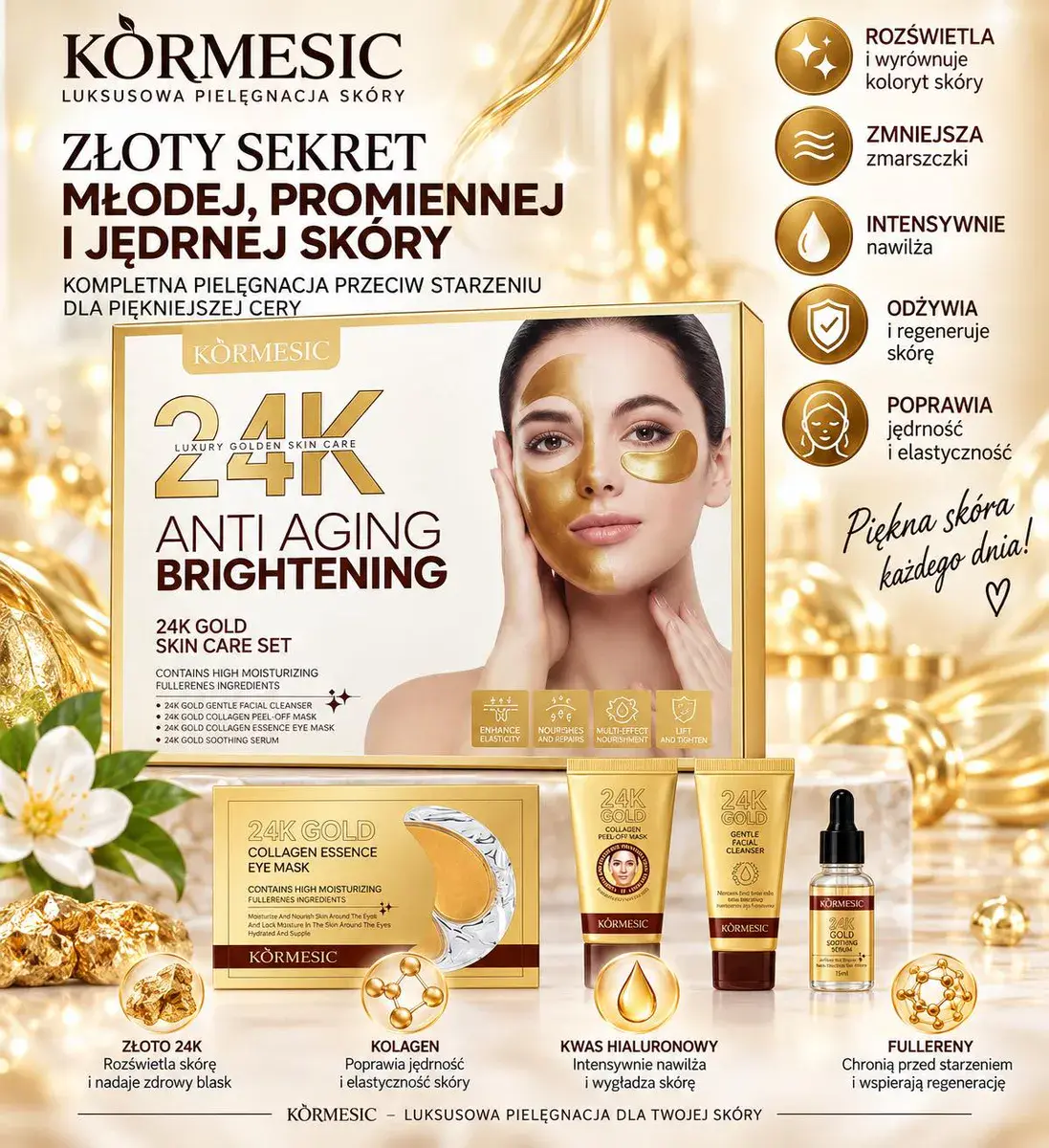 Körmesic Zestaw 24K Gold Anti Aging Brightening do pielęgnacji skóry