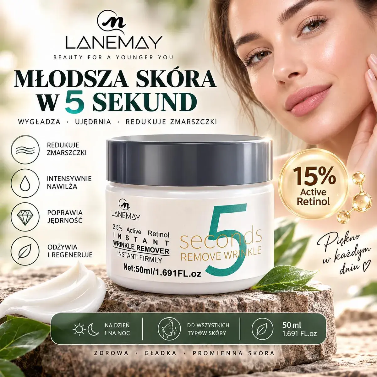 LANEMAY krem przeciwstarzeniowy z retinolem 50 ml do twarzy