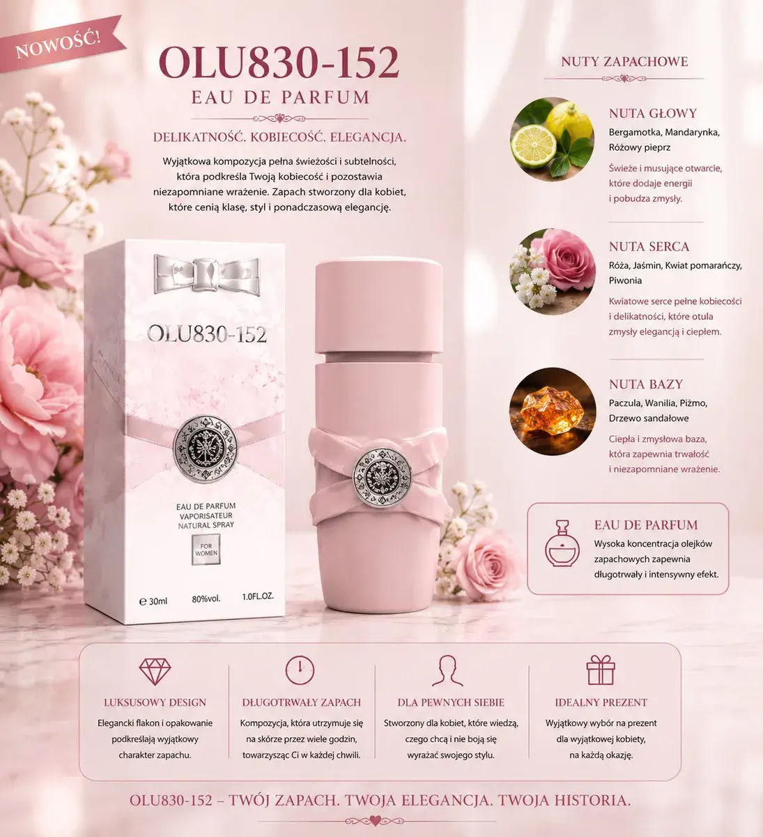 Perfumy Damskie OLU830-152 Eau de Parfum 30ml Różowe
