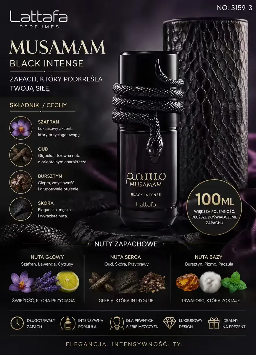 Woda Perfumowana Lattafa Musamam Black Intense 100ml Męska