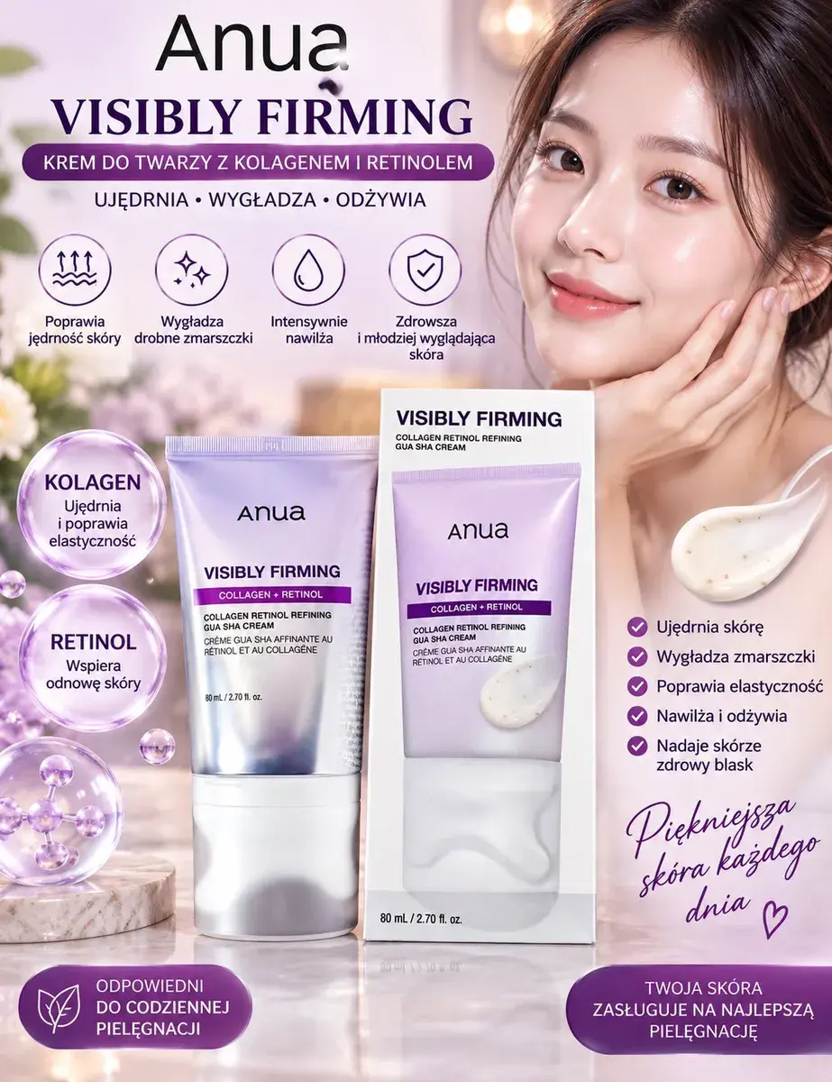 Anua Visibly Firming krem do twarzy 80 ml z kolagenem i retinolem