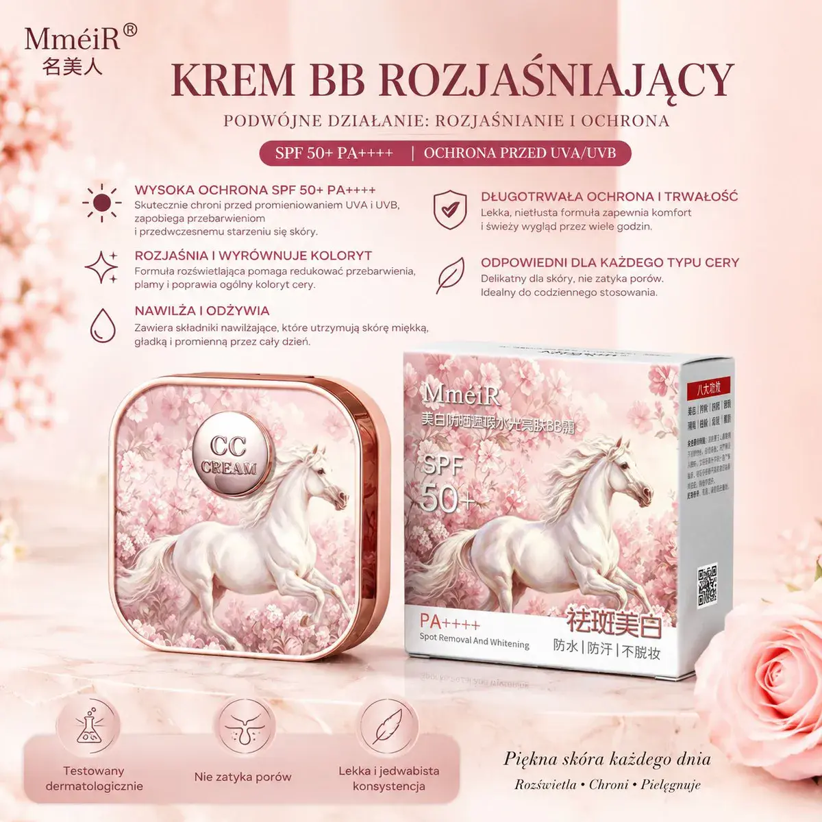 Krem BB MméiR rozjaśniający SPF 50+ PA++++ z lekką formułą ochronną