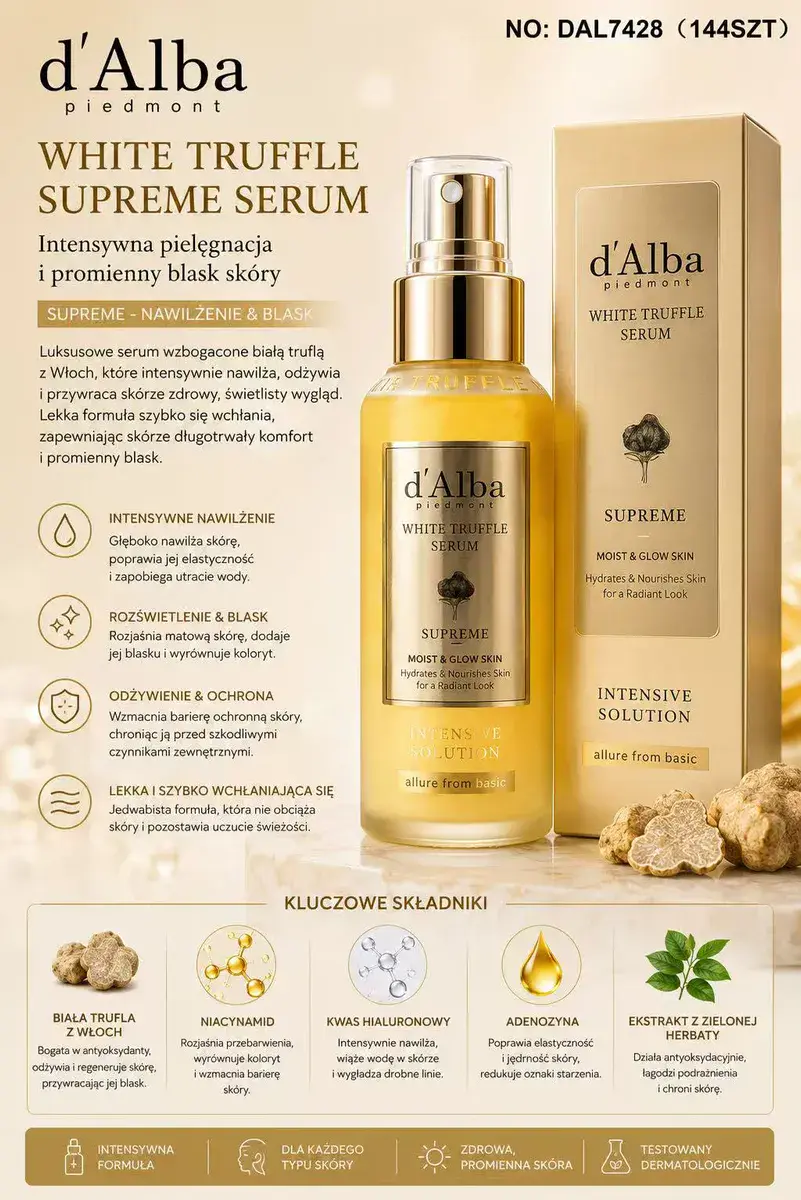 d'Alba Piedmont White Truffle Supreme Serum nawilżające i rozświetlające