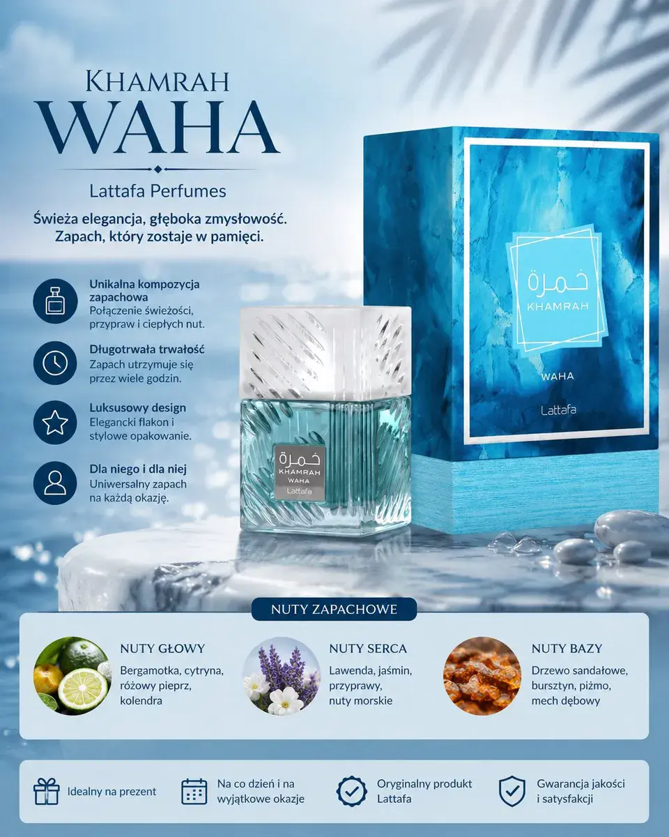 Lattafa Khamrah Waha Perfumy 100ml uniwersalny zapach