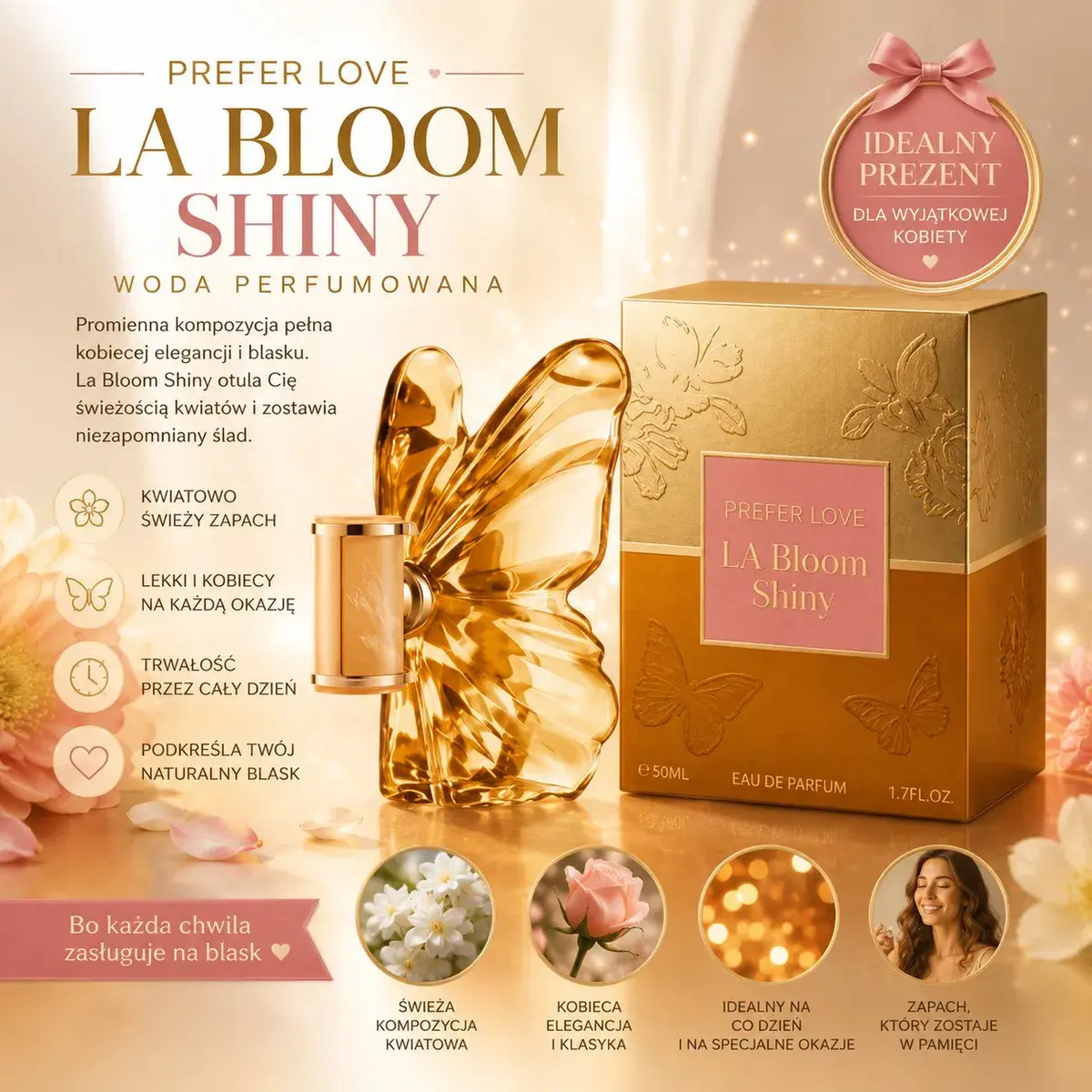 La Bloom Shiny Prefer Love 50ml woda perfumowana kwiatowa