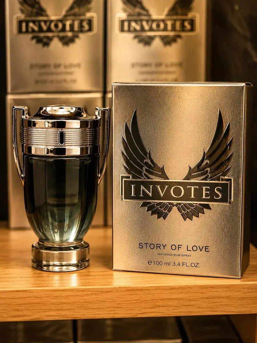 Perfumy Invotes Story of Love 100ml flakon szklany złoty