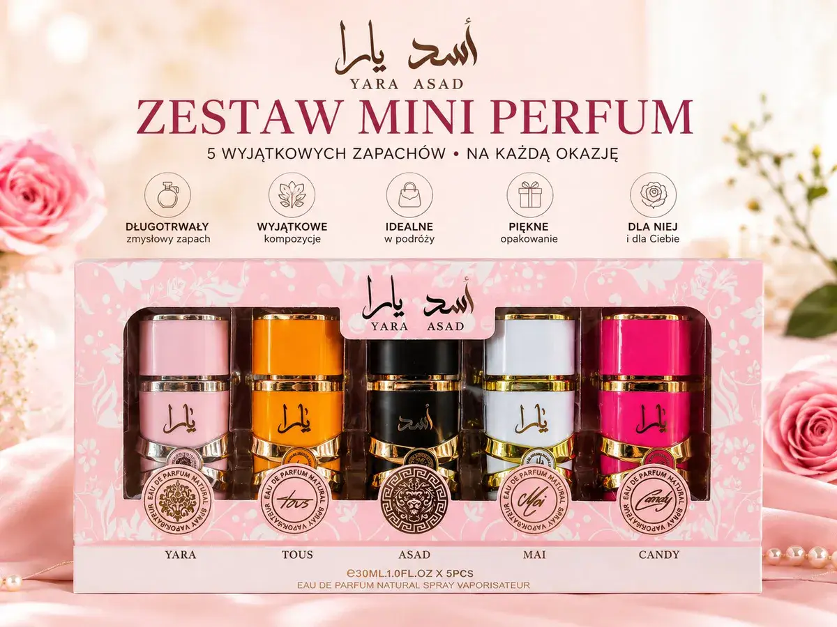 Zestaw mini perfum 5x30ml kolorowe flakony do podróży