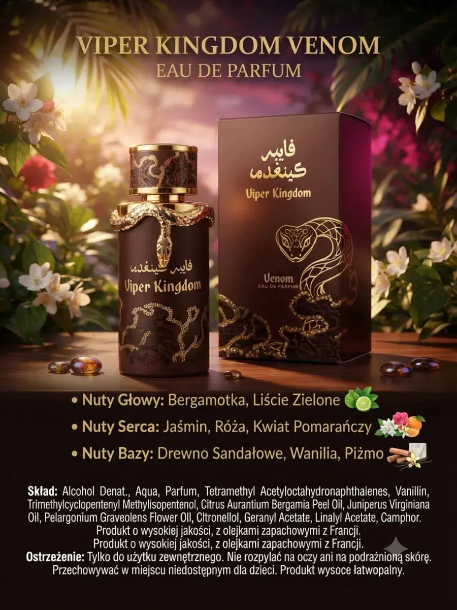 Viper Kingdom Venom Eau de Parfum luksusowy zapach z nutami drzewnymi