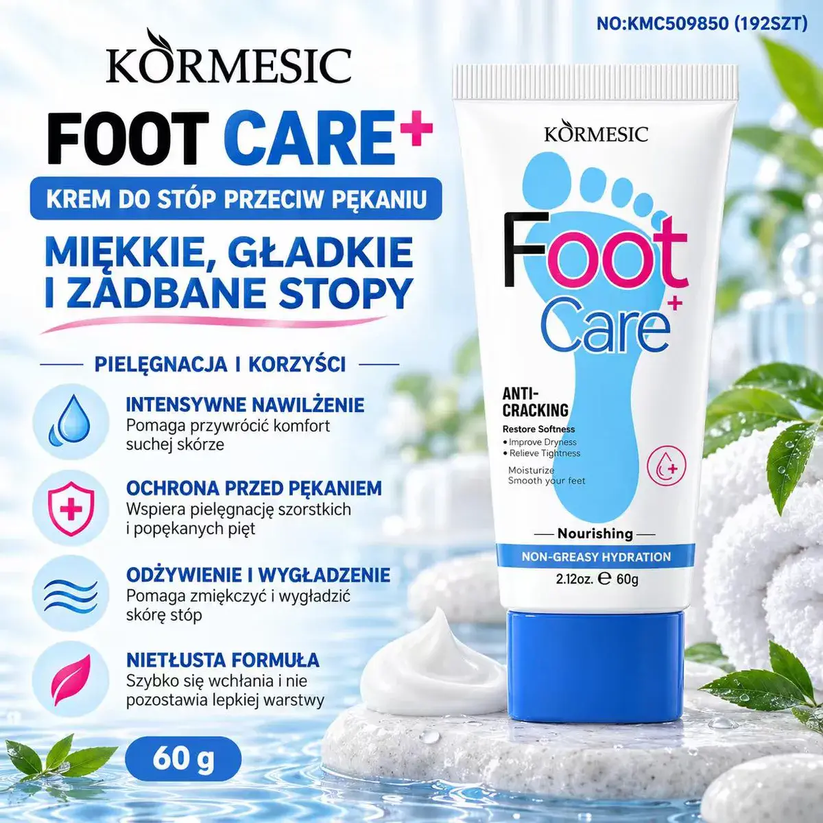 Krem do stóp Kormesic Foot Care+ 60g intensywne nawilżenie