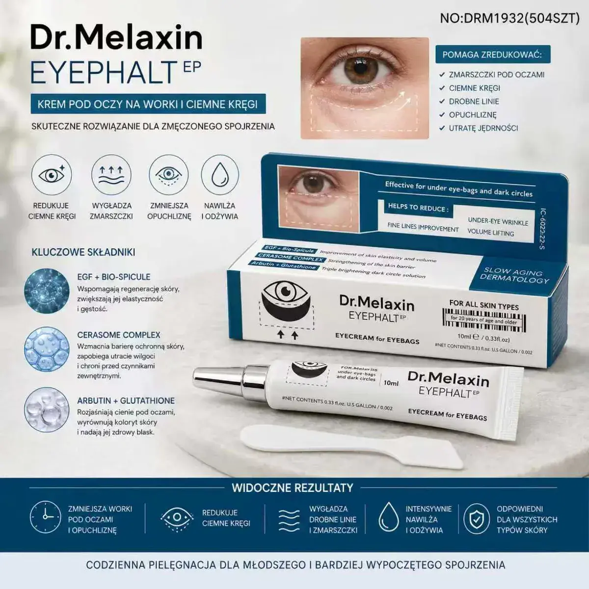 Dr.Melaxin Eyephalt krem pod oczy na worki i ciemne kręgi 10ml