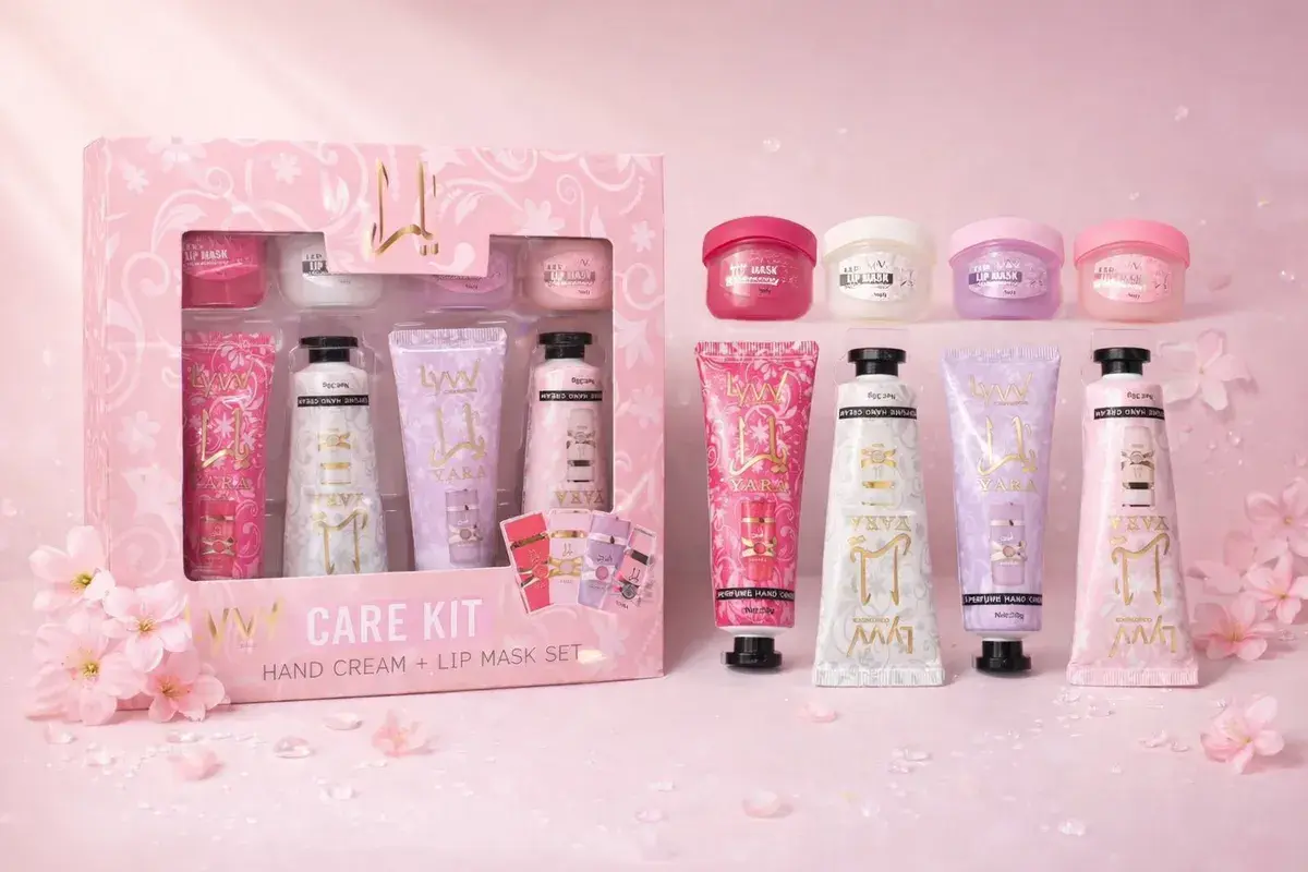 Zestaw pielęgnacyjny LYW Care Kit krem do rąk i maska do ust różowy