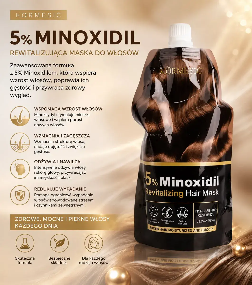 Maska do włosów 5% Minoxidil rewitalizująca 350g