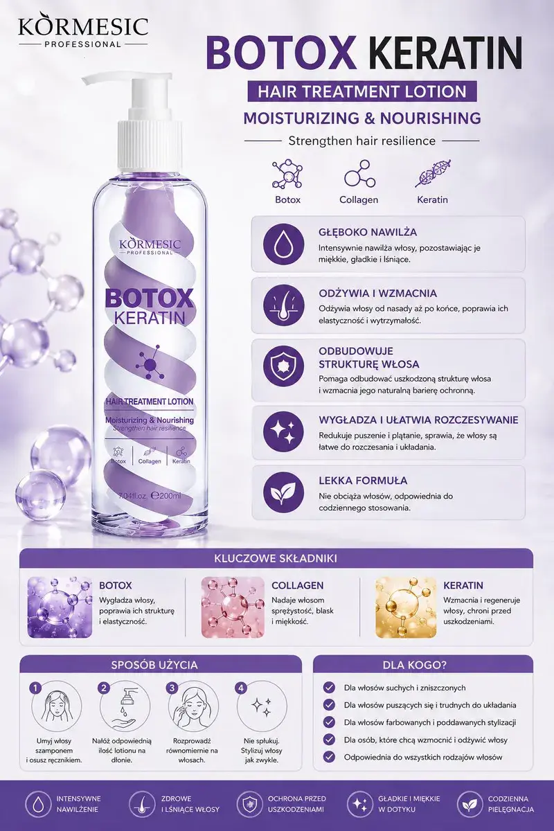 Körmesic Botox Keratin lotion do włosów 200ml nawilżający i odżywczy