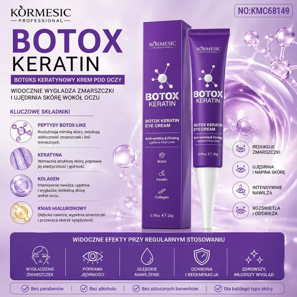 Krem pod oczy Botox Keratin Kormesic 20g Kolagen