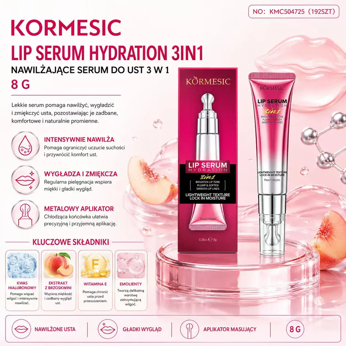 Kormesic Lip Serum Hydration 3in1 Nawilżające Serum do Ust 8g