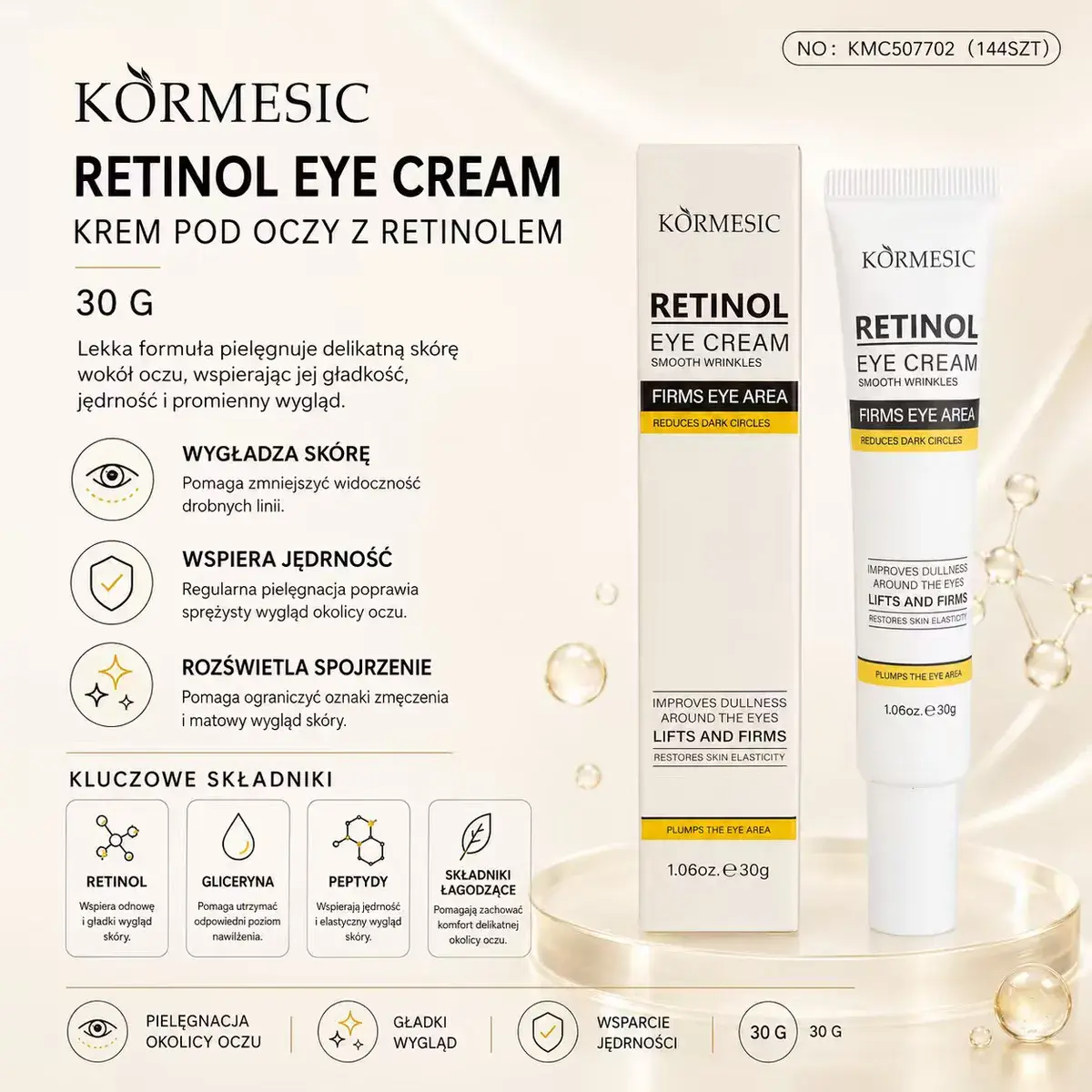 KORMESIC Retinol Eye Cream krem pod oczy 30g wygładza i ujędrnia