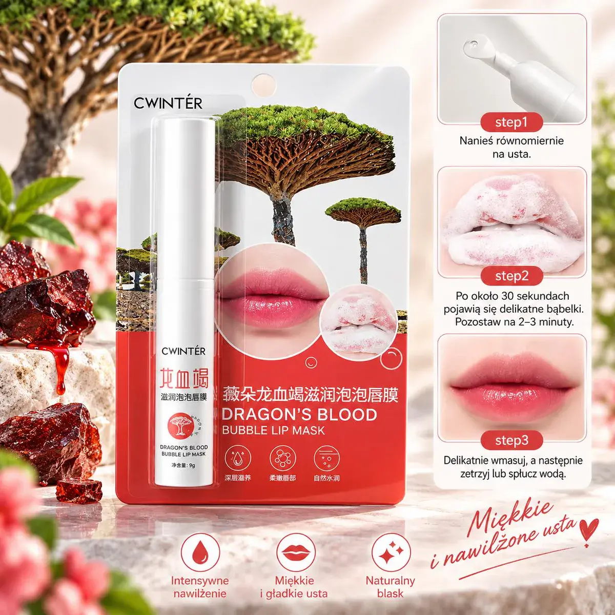 CWINTÉR Dragon’s Blood Bubble Lip Mask bąbelkowa maska do ust