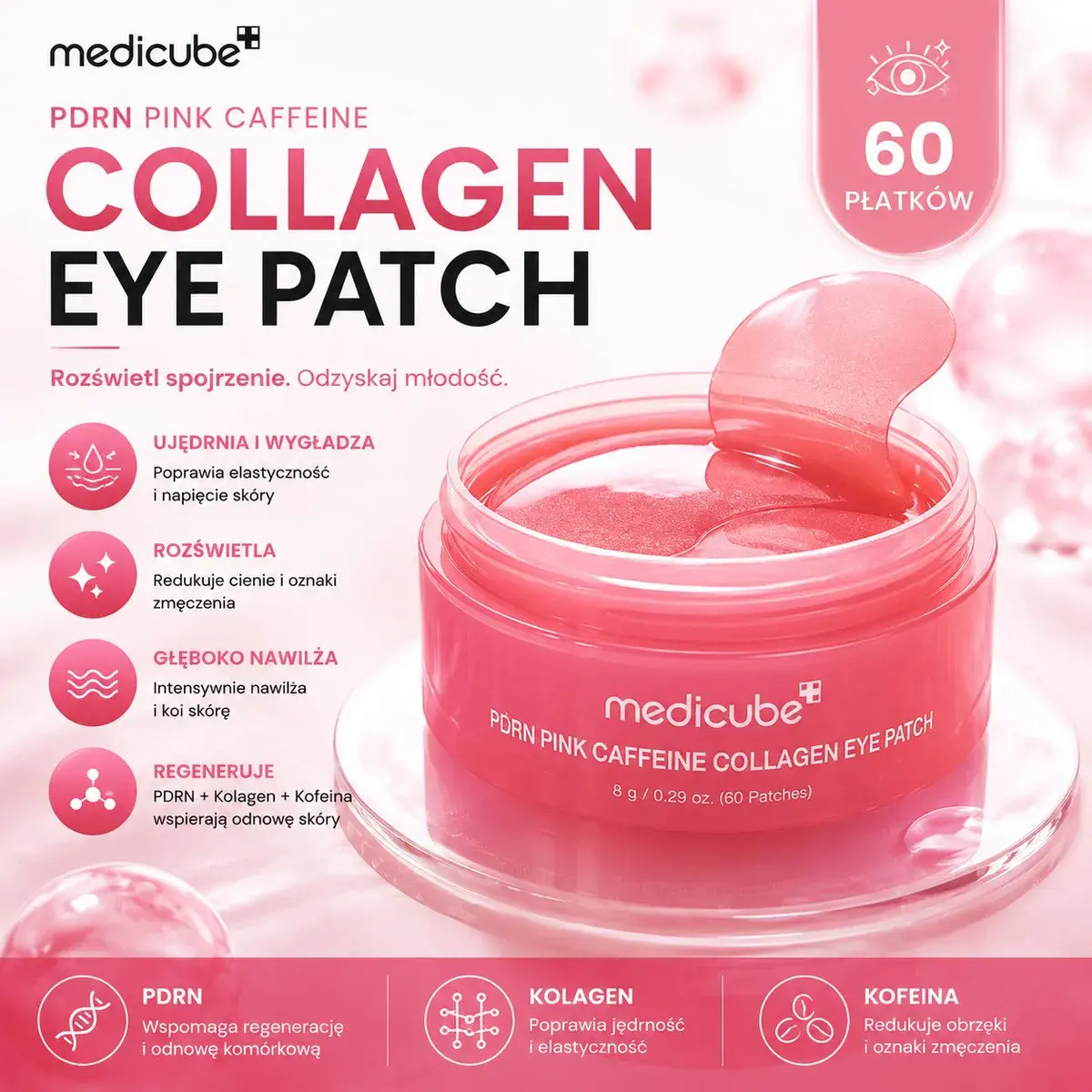 Medicube PDRN Pink Caffeine Collagen Eye Patch 60 płatków pod oczy