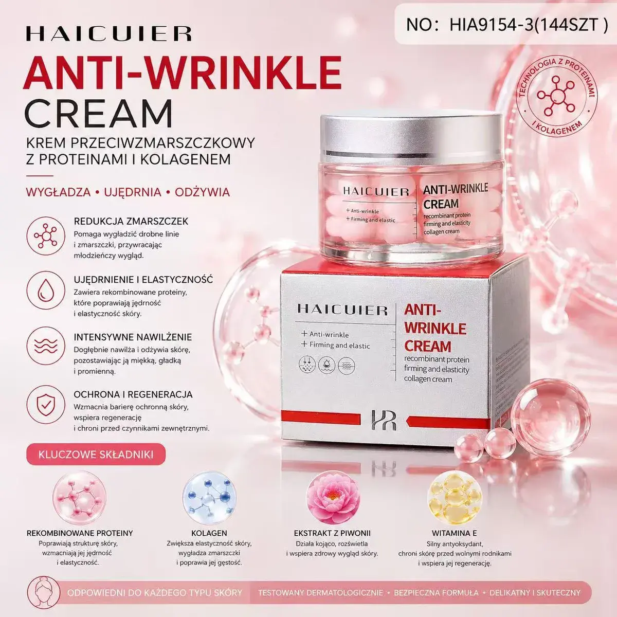 Haicuiier Krem Przeciwzmarszczkowy z Kolagenem i Proteinami 50ml