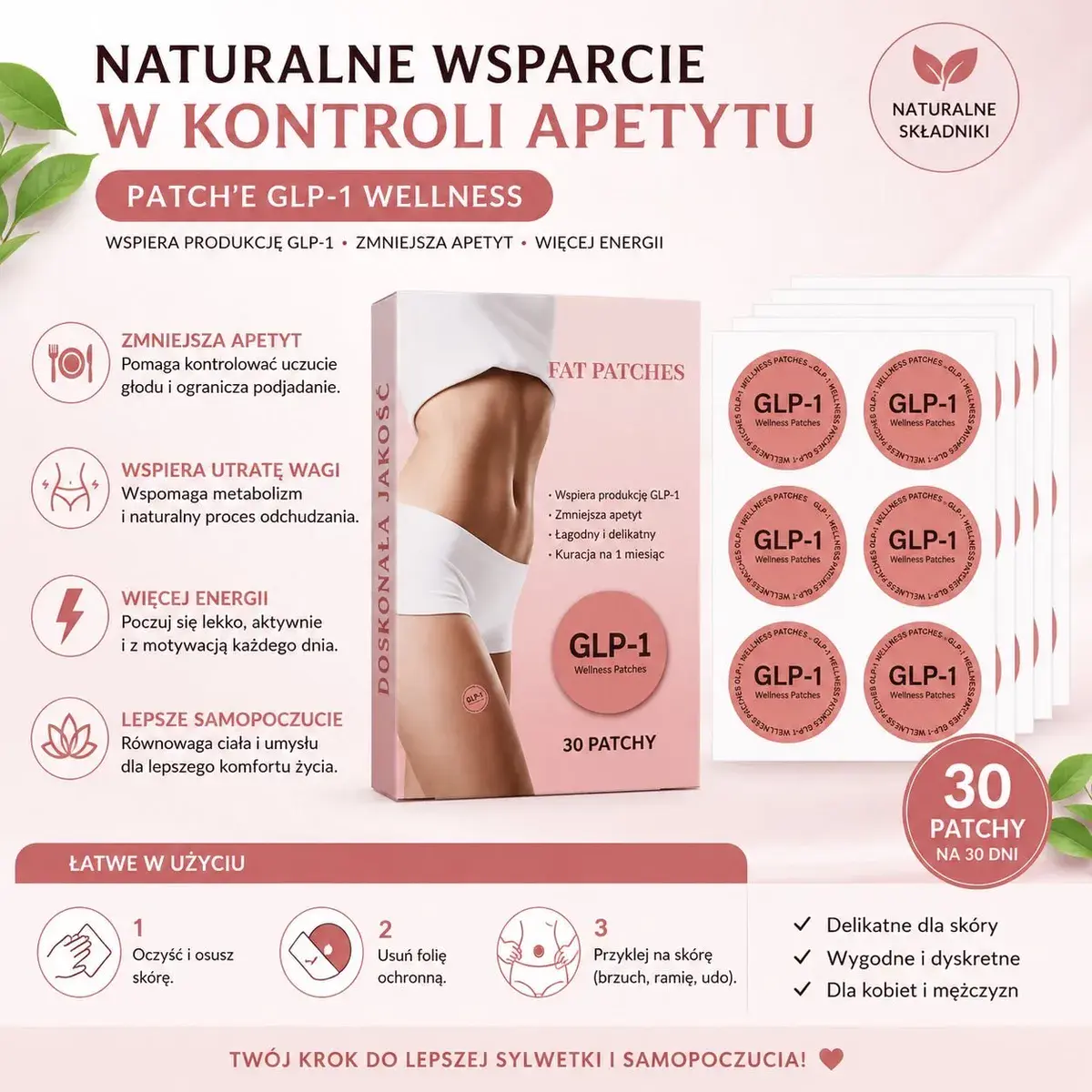 GLP-1 Wellness Patches naturalne plastry wspierające kontrolę apetytu