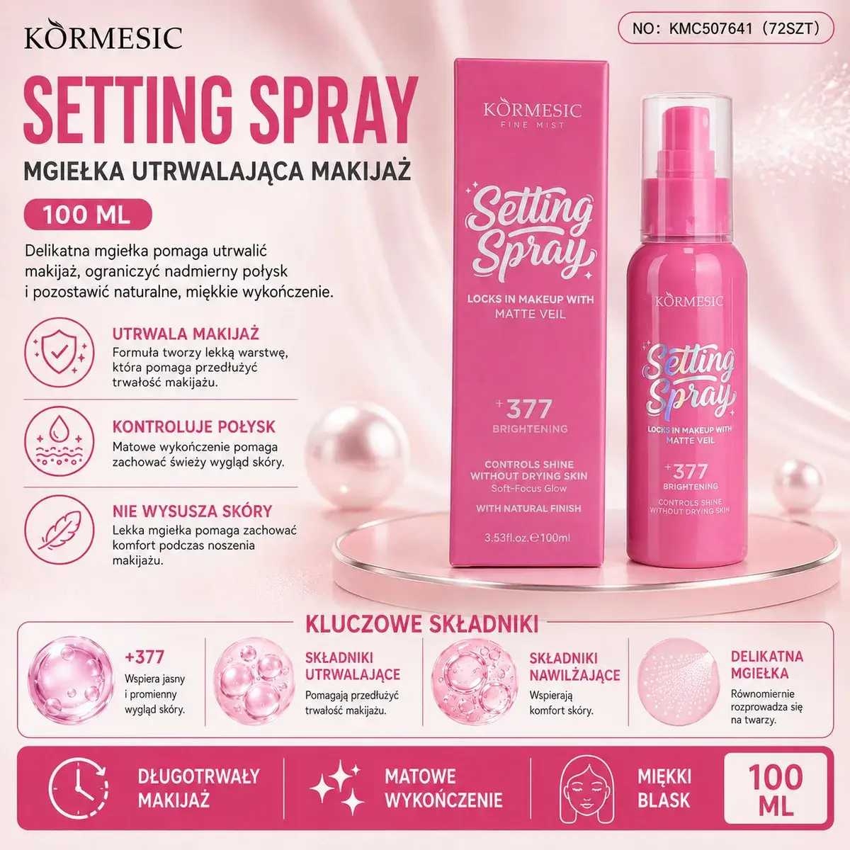 KORMESIC Setting Spray +377 Brightening mgiełka utrwalająca 100 ml