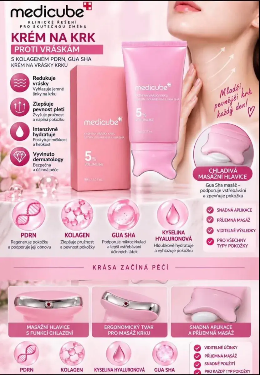 Medicube krem na szyję przeciwzmarszczkowy 90 g z masażerem Gua Sha
