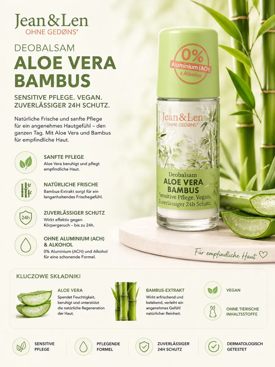 Deobalsam Aloe Vera Bambus bez aluminium i alkoholu 24h ochrona