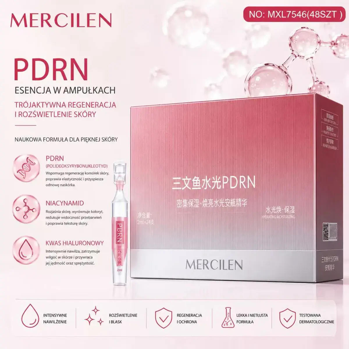Mercilen PDRN Esencja w ampułkach 2 ml x 24 nawilżająca i rozświetlająca
