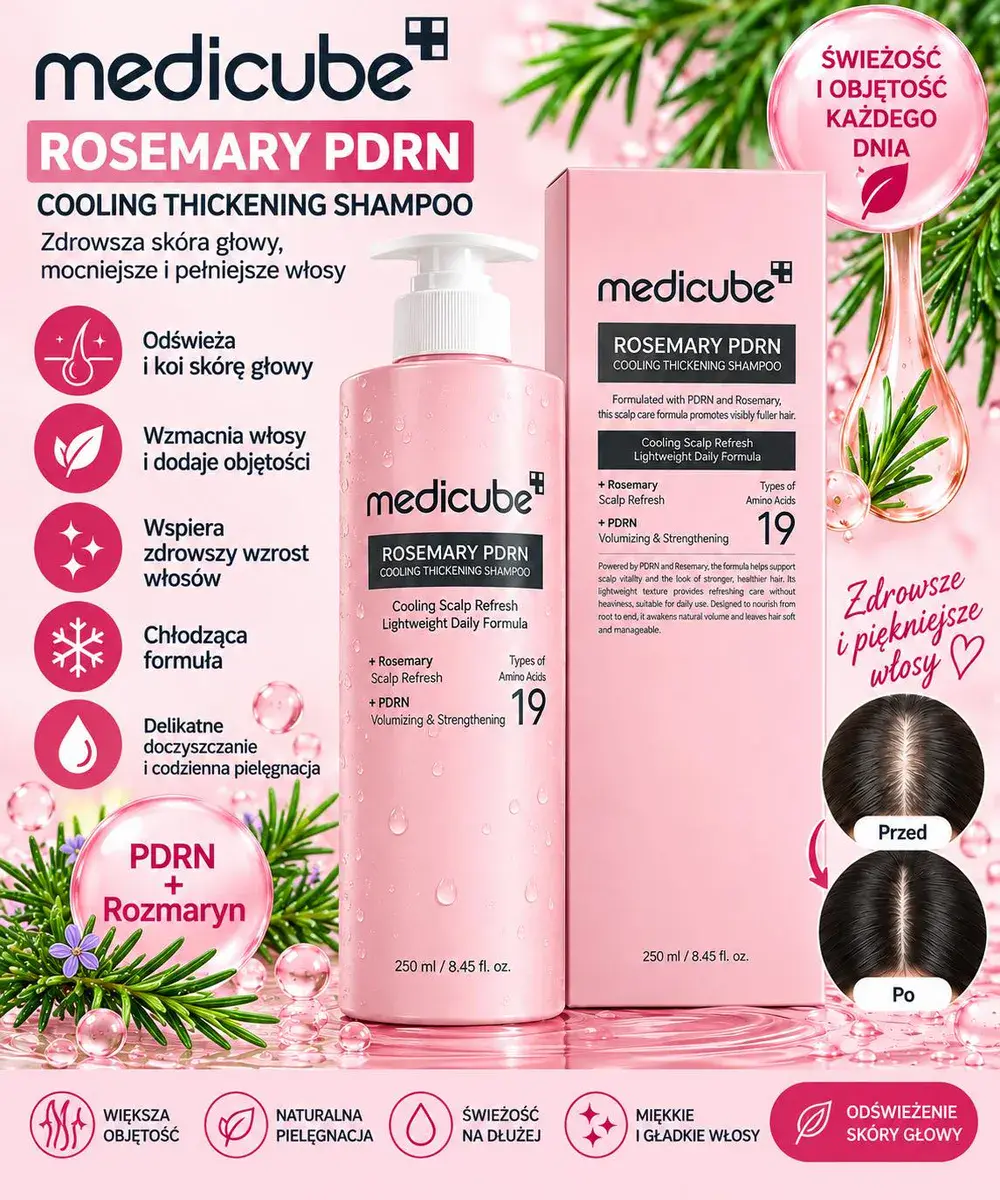 Medicube Rosemary PDRN Cooling Thickening Shampoo 250 ml z rozmarynem