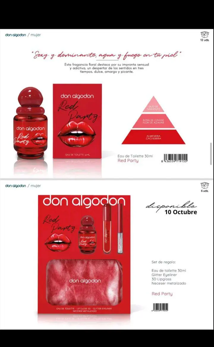 don algodon Red Party zestaw kosmetyczny z perfumami 30ml i kosmetyczką