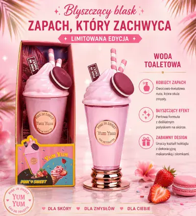 Woda Toaletowa Yum Yum 200ml z perłowym połyskiem i owocowo-kwiatowym zapachem