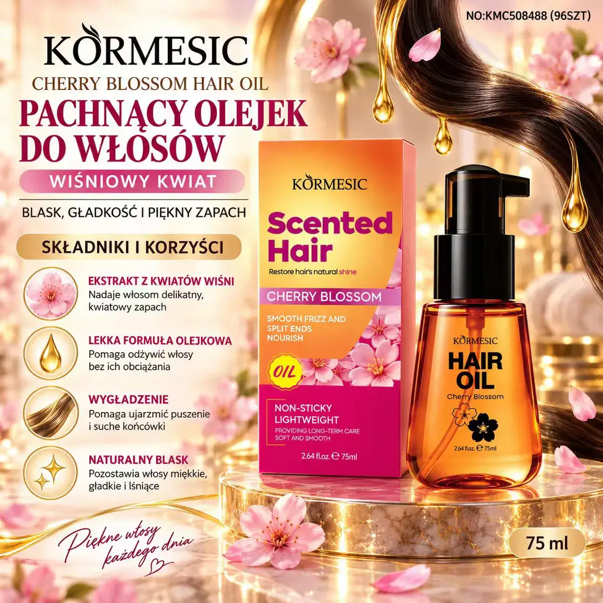 Körmesic Pachnący Olejek do Włosów Wiśniowy Kwiat 75 ml