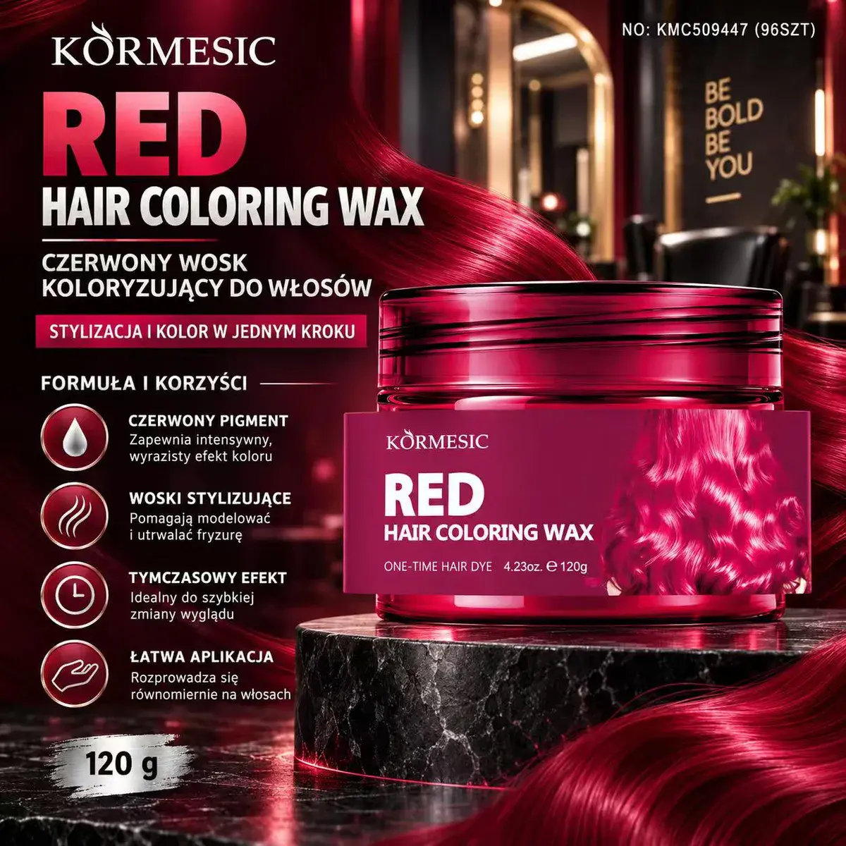 Kormesic Red Czerwony Wosk Koloryzujący do Włosów 120g