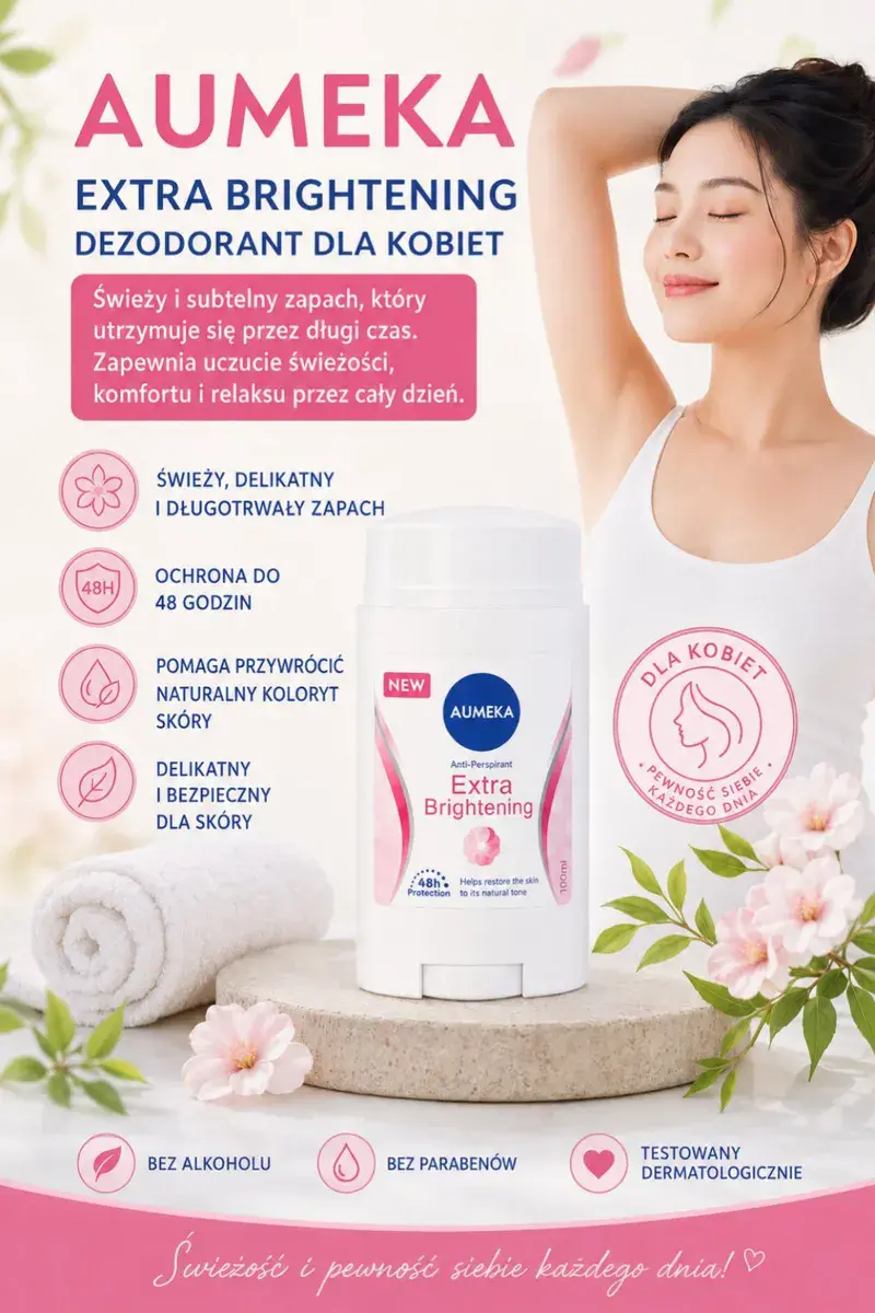 AUMEKA Extra Brightening dezodorant damski 100ml z delikatnym zapachem