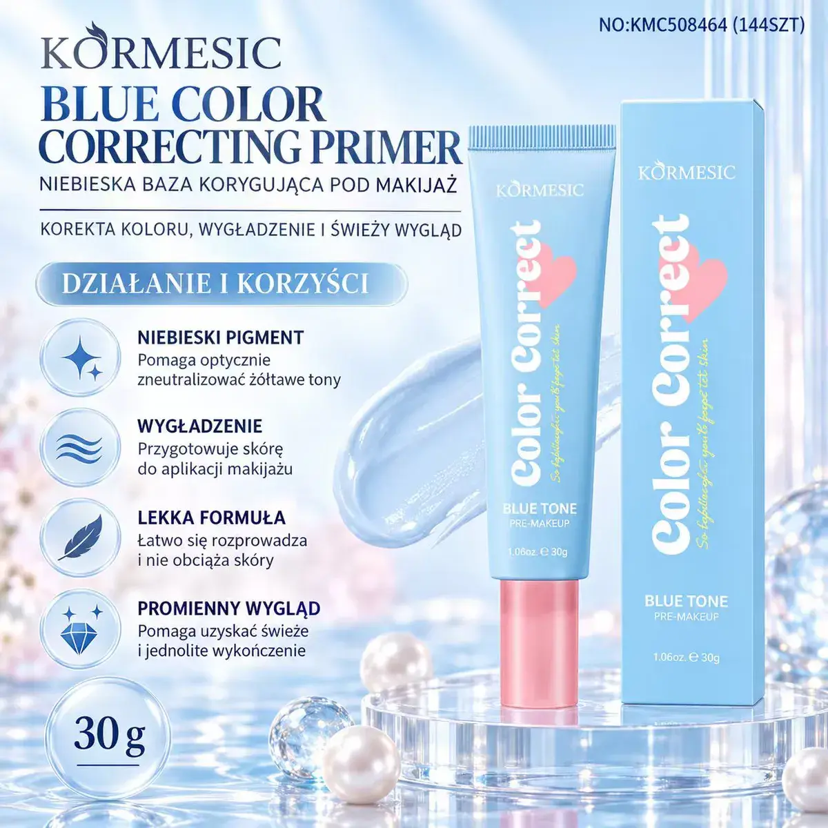 Kormesic Blue Color Correcting Primer niebieska baza 30g