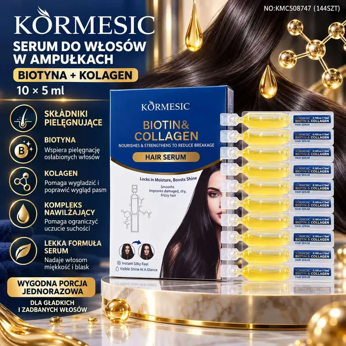 KORMESIC Serum do włosów Biotyna + Kolagen 10x5ml