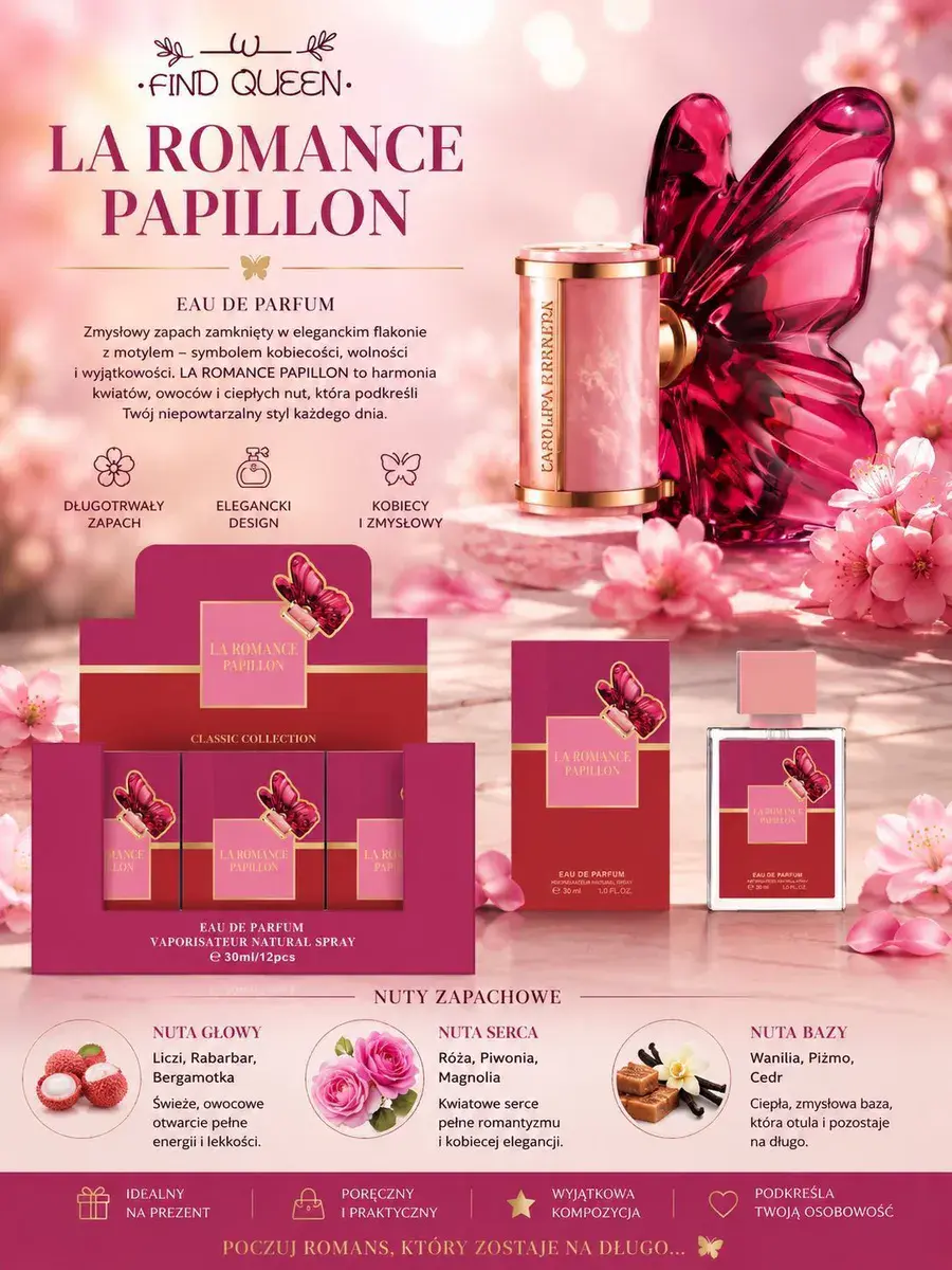 Perfumy La Romance Papillon Find Queen 30ml Czerwony Motyl