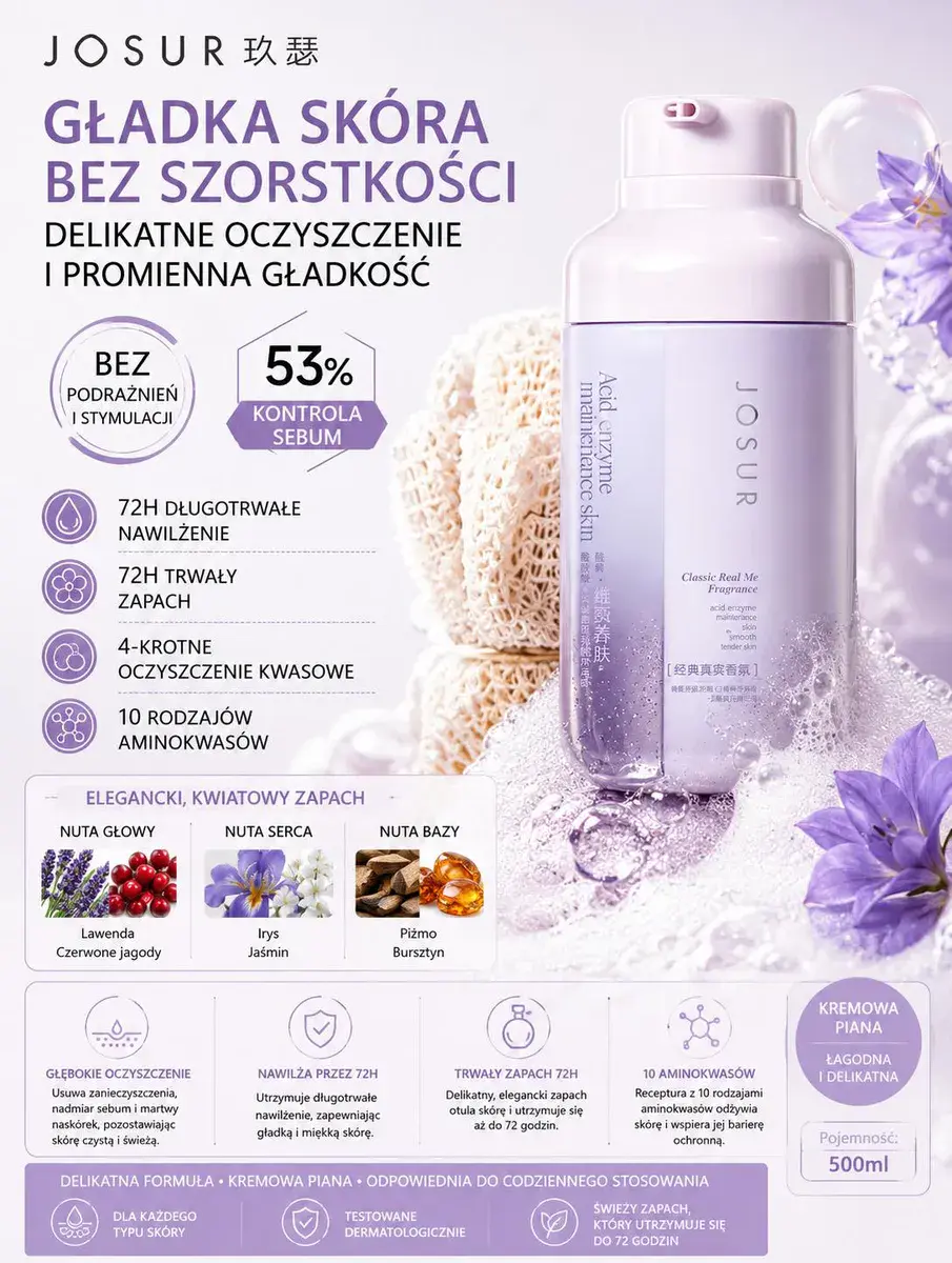 Żel pod prysznic z kremową pianą 500ml o kwiatowym zapachu