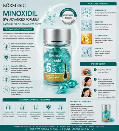 KORMESIC Minoxidil 5% kapsułki do pielęgnacji włosów 5ml