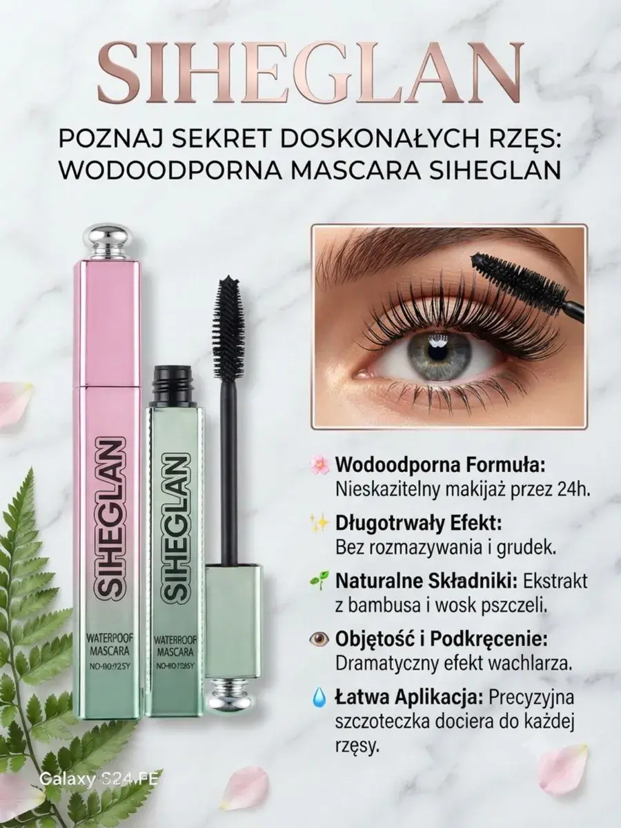 Siheglan Wodoodporna Mascara z Ekstraktem Bambusa i Woskiem Pszczelim
