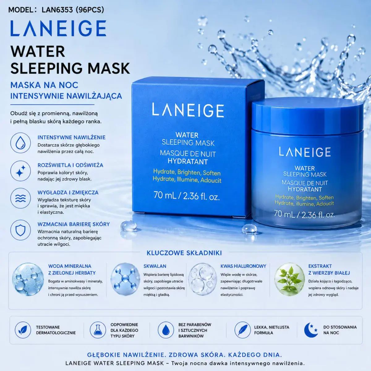 Laneige Water Sleeping Mask 70 ml intensywnie nawilżająca maska na noc