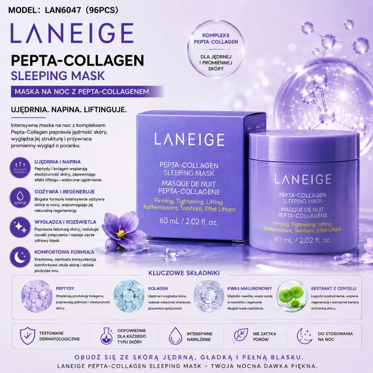 Laneige Pepta-Collagen Sleeping Mask 60 ml kremowa maska na noc