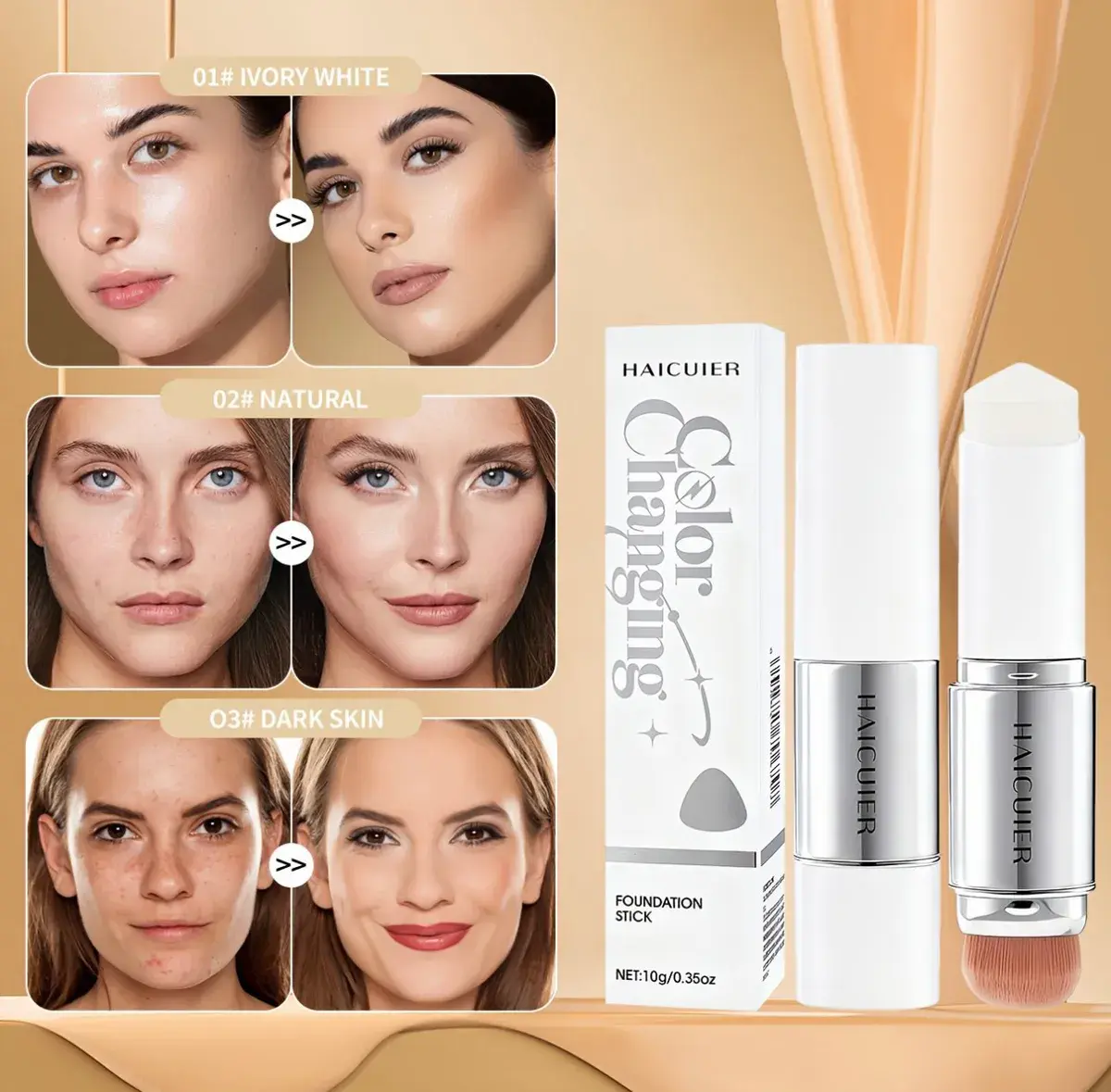 HAICUIER Foundation Stick podkład w sztyfcie 10g naturalne krycie